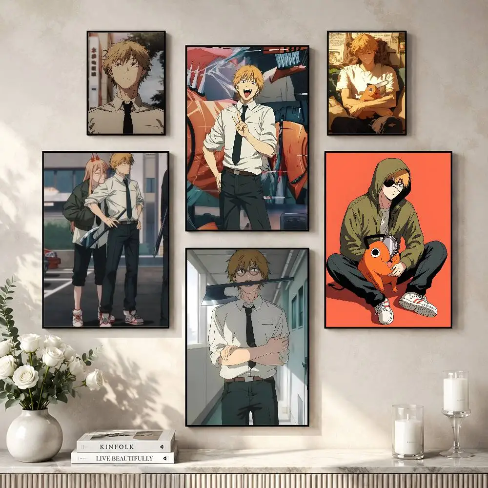 Anime C-Chainsaw Man D-Denji Poster Versatile HD Waterproof Wall Art Self-Adhesive Decor for Any Space Ideal Gift