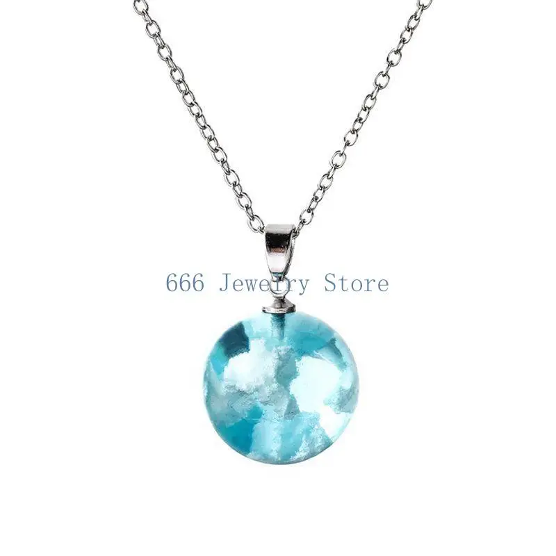 F2TD Sweet Glass Ball Pendant Necklace Fashionable Glow Necklace Jewelry
