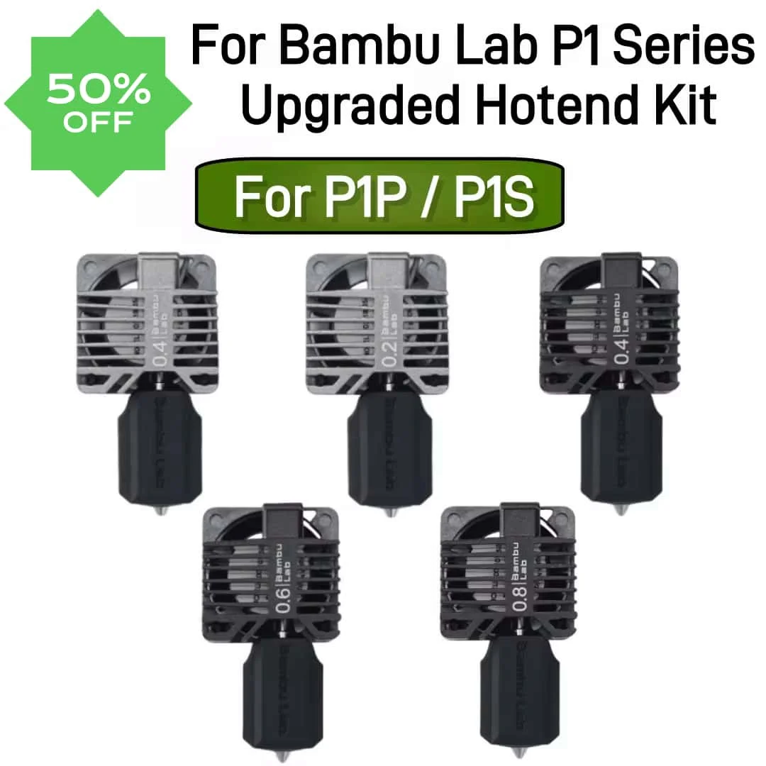 For Bambu lab 3D printer P1 series 0.2mm Stainless 0.4/0.6/0.8mm hardened steel nozzle metal Full hotend Cooling Fan For P1P P1S