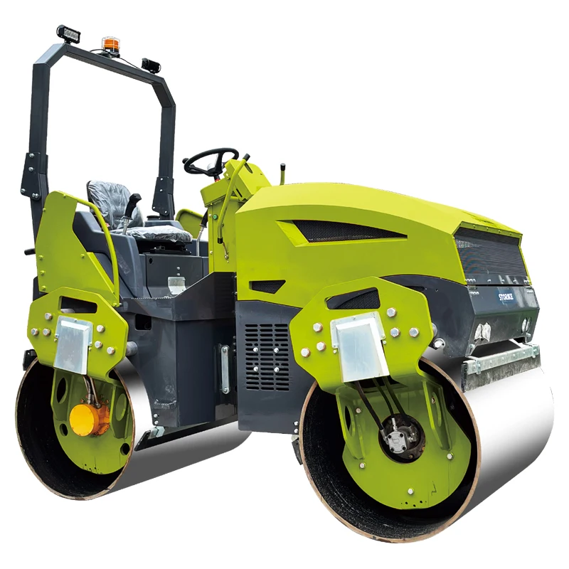 Ride On Double Steel Drum Vibratory Compactor 1.5 Ton Hydraulic Steering Roller For Asphalt Layer Compacting