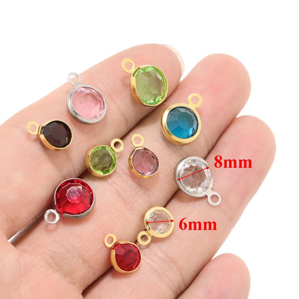 20 Stück Edelstahl Runde Transparente Glasperlen für Schmuckherstellung, Halsketten, Anhänger, Armbänder, Bastelarbeiten, Ohrringe – Detail 4