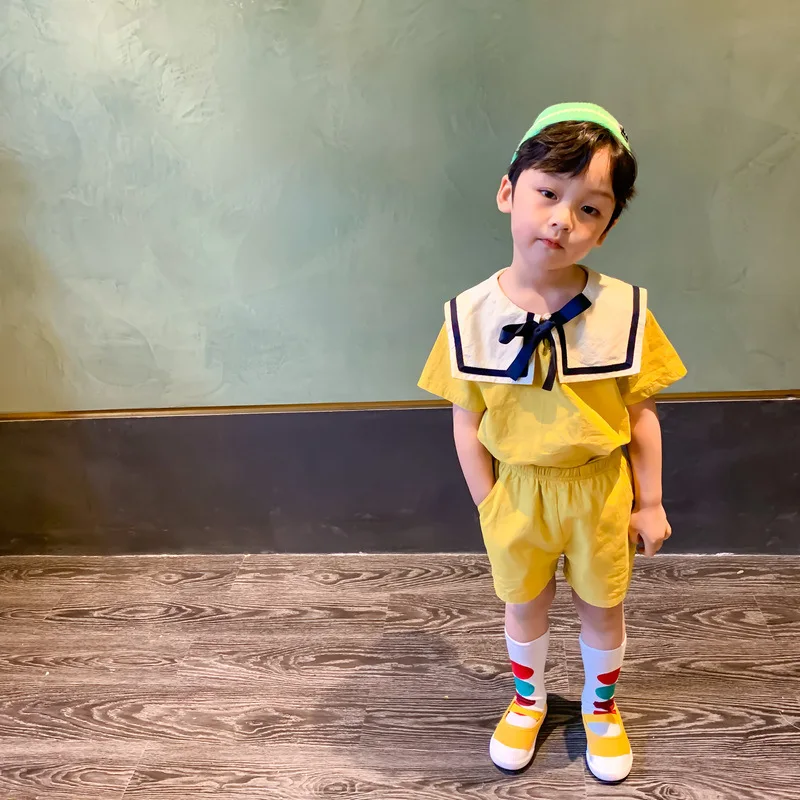 Children Clothing Suit 2024 Summer Korean Preppy Style Boys and Girls Lapel Dress Fashionable Casual Simple Kids Clothes Girls