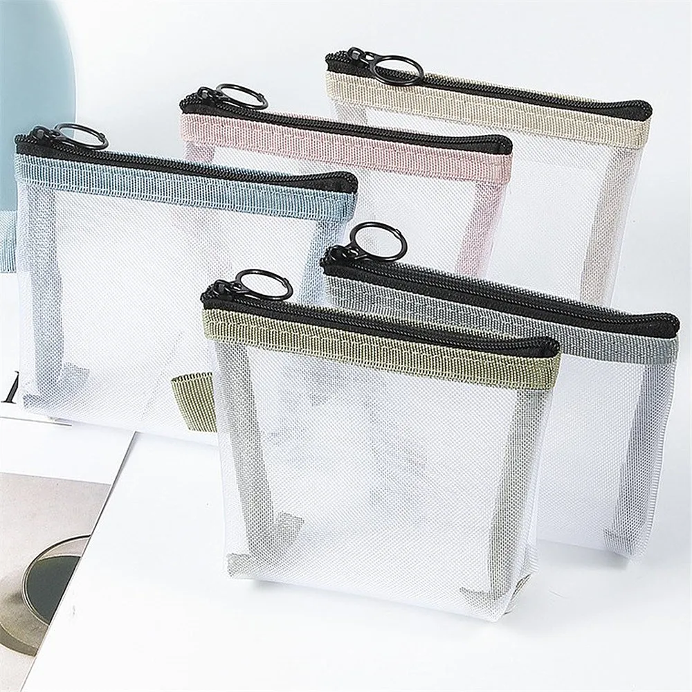 Transparent Mesh Makeup Toiletry Wash Bag Women Travel Cosmetic Bag Casual Zipper Toiletries Organizer Pouch Make Up Storage Bag