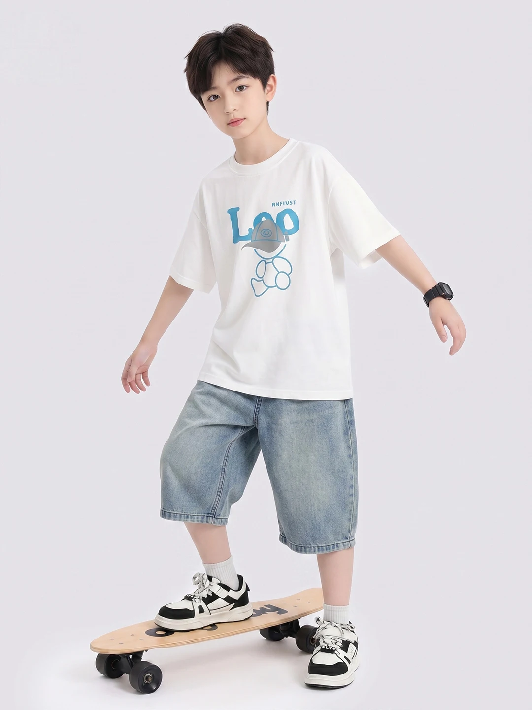 children's-summer-two-piece-set-round-neck-casual-t-shirt-boys'-shorts-ensemble-cotton-polyester-blend-breathable