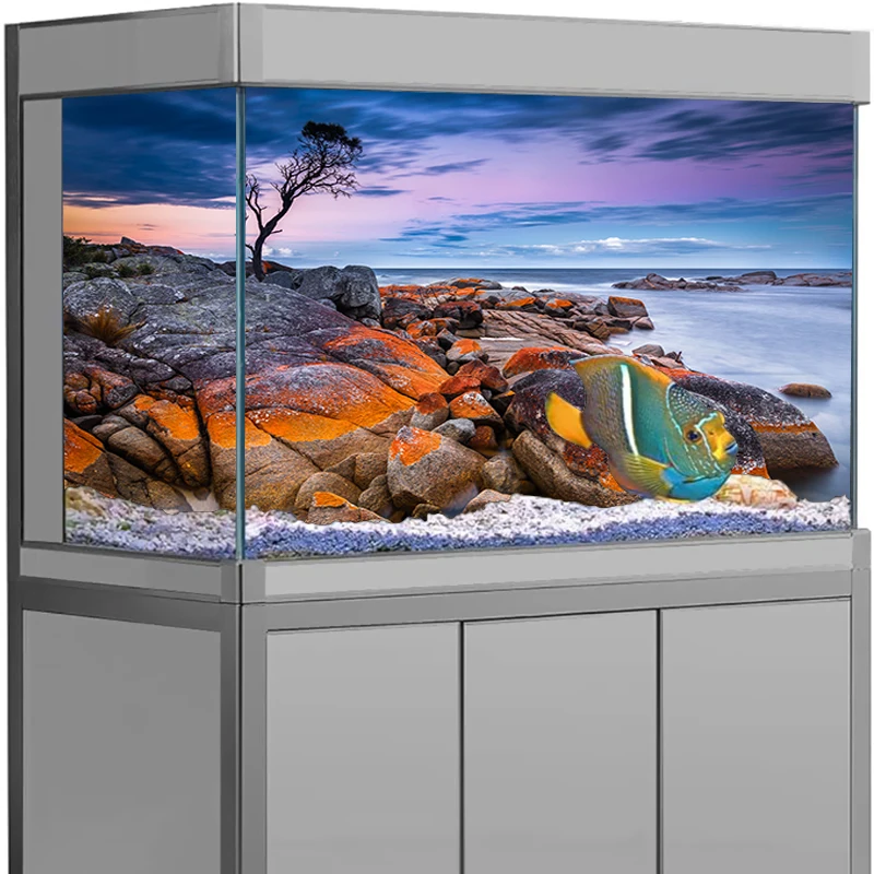 Aquarium Background Sticker Stone Sea View Poster Fish Tank Decoration Self Adhesive Wallpaper 3d Background