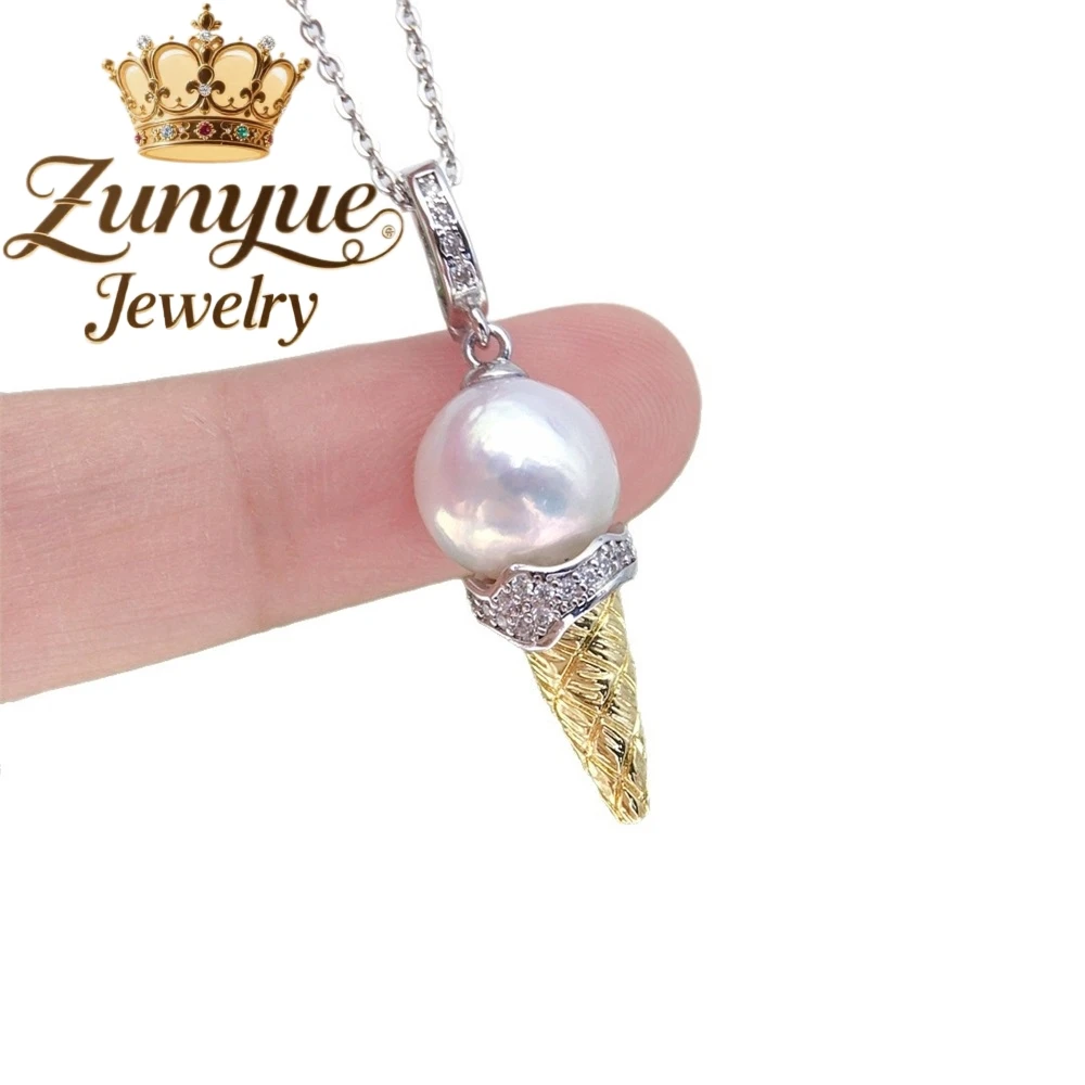 Natural Freshwater Baroque Pearl Ice Cream Pendant Luxury Quality Jewelry Fashion Jewelry Exquisite Charms Best Selling Popular
