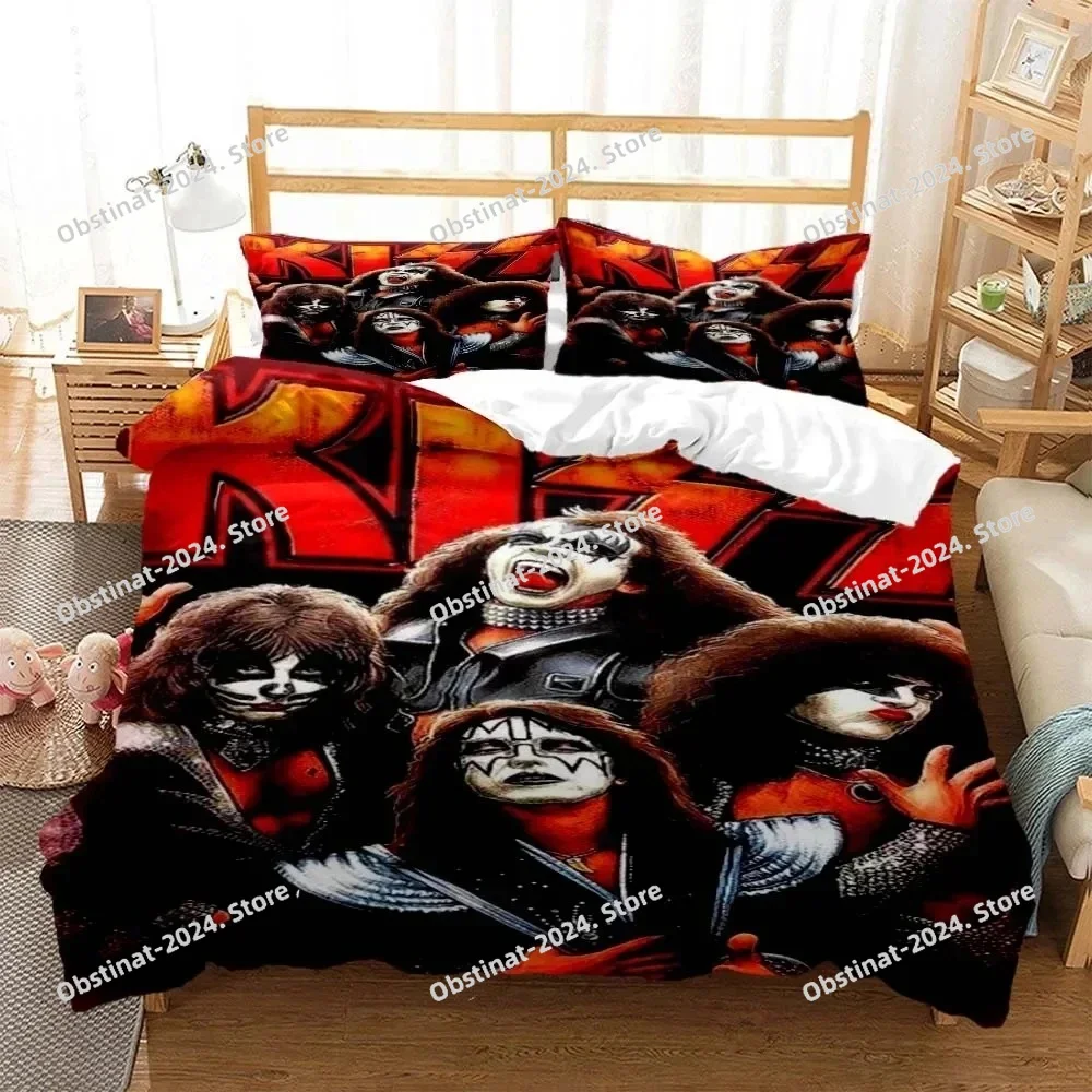 

Print Fashion Kiss Band Rock Bedding Set Printed Bed Set Duvet Cover Sheet Pillowcase Bed Soft Quilt Cover Full Queen King Size