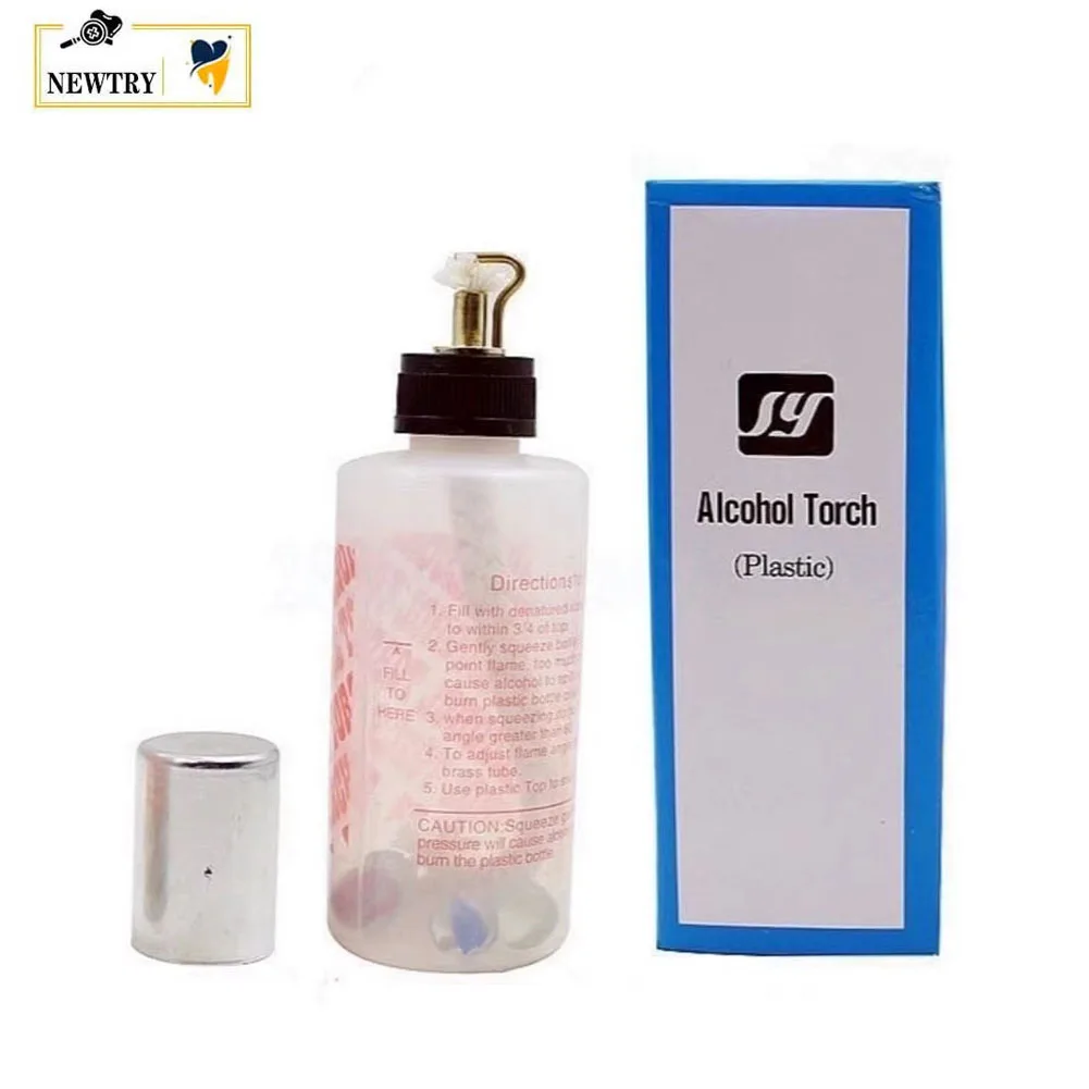 

Wholesale 5Pcs Dental Alcohol Torch 70ML Transparent Plastic Body Copper Plated Nozzle Denture Wax Alcohol Burner Heating Lamp