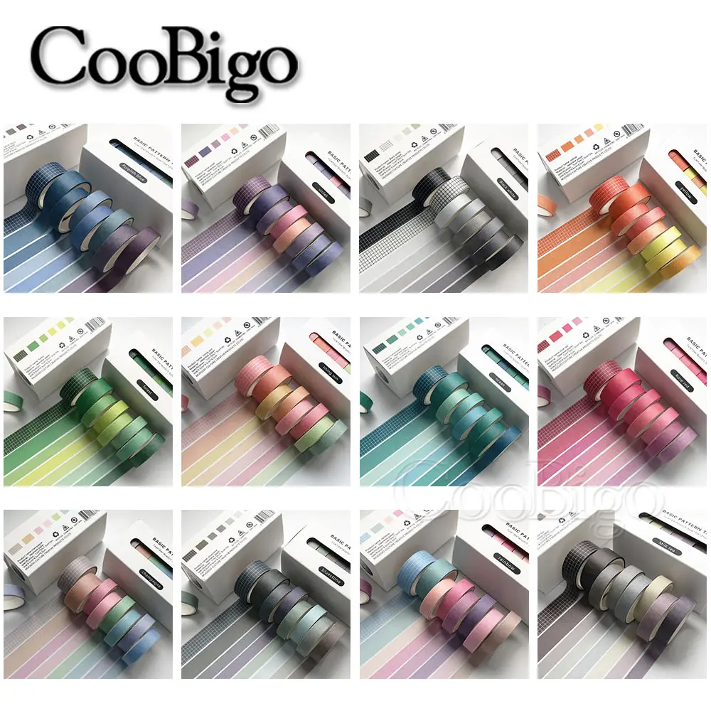8pcs/set Retro Solid Color Basic Decoration Washi Tape Set DIY Scrapbook Journal Sticker Masking Tape Kawaii School Supplies