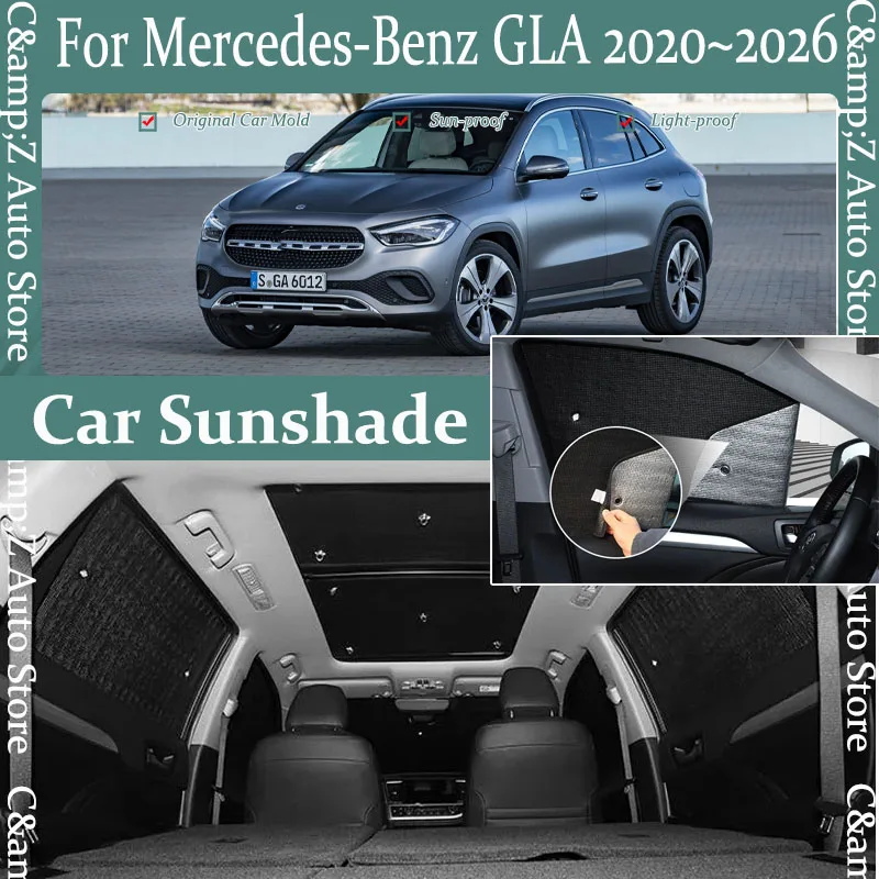 

Car Sun Visor For Mercedes-Benz GLA H247 2020~2026 Anti-UV Protection Pads Side Curtain Window Covers Sunshades Auto Accessoires