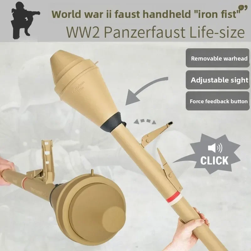 1:1 Scale Movable Panzerfaust Replica Model, Anti-Tank Rocket Launcher, Military Fan Collectible Ornament, Display Decoration &