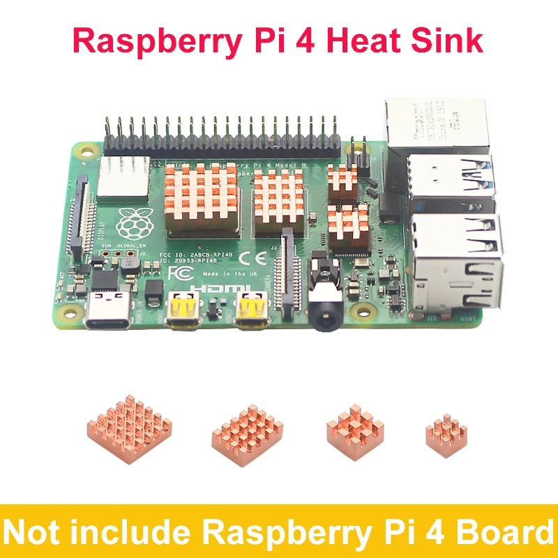 Raspberry Pi 4 Heat Sink Aluminum Copper Heatsink Cooling Radiators With Thermal Pad On Back For Raspberry Pi 4 Model B