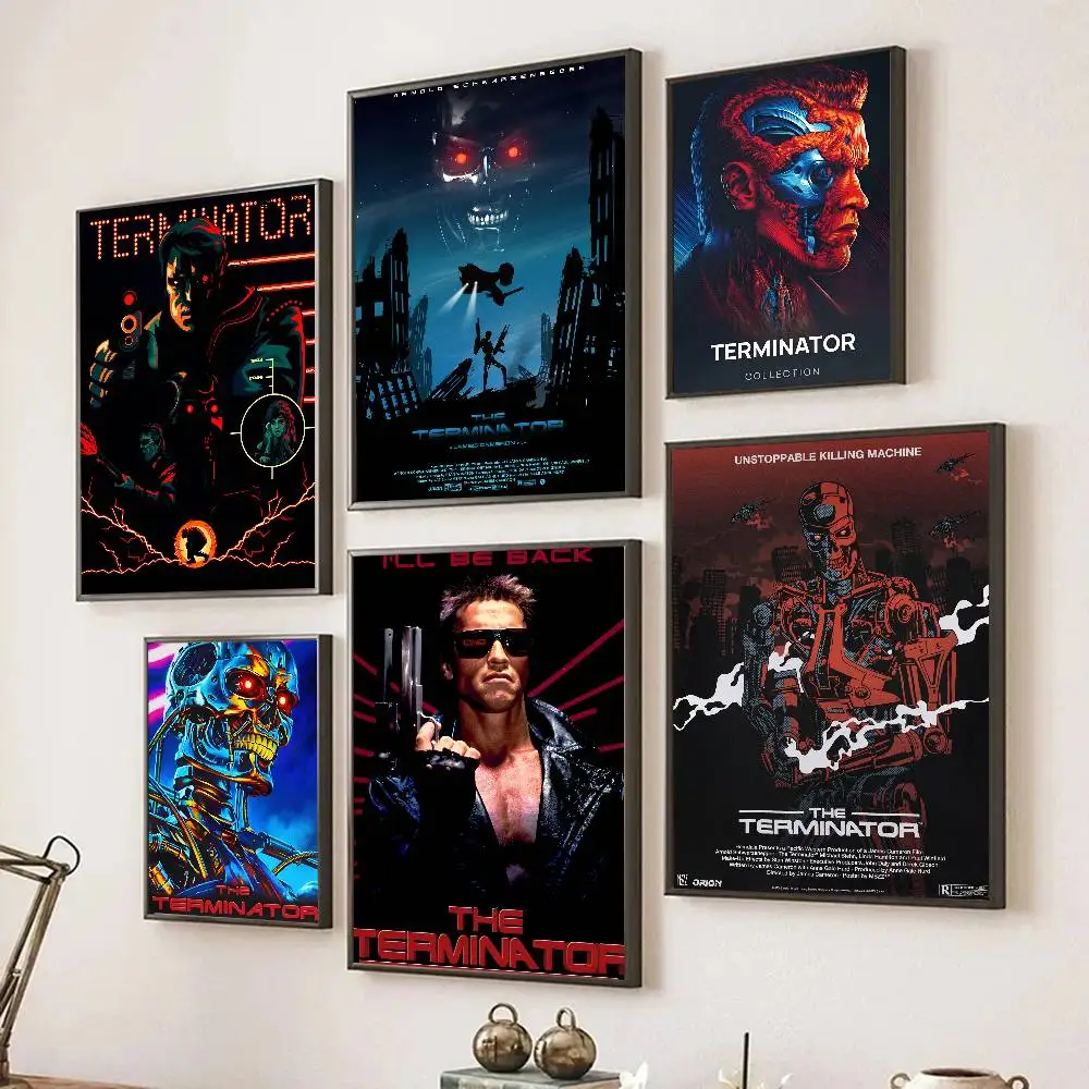 Popular Sci Fi Movie The Terminator Poster Self-adhesive Art Room Entrance Restaurant Wall Decor Art Painting