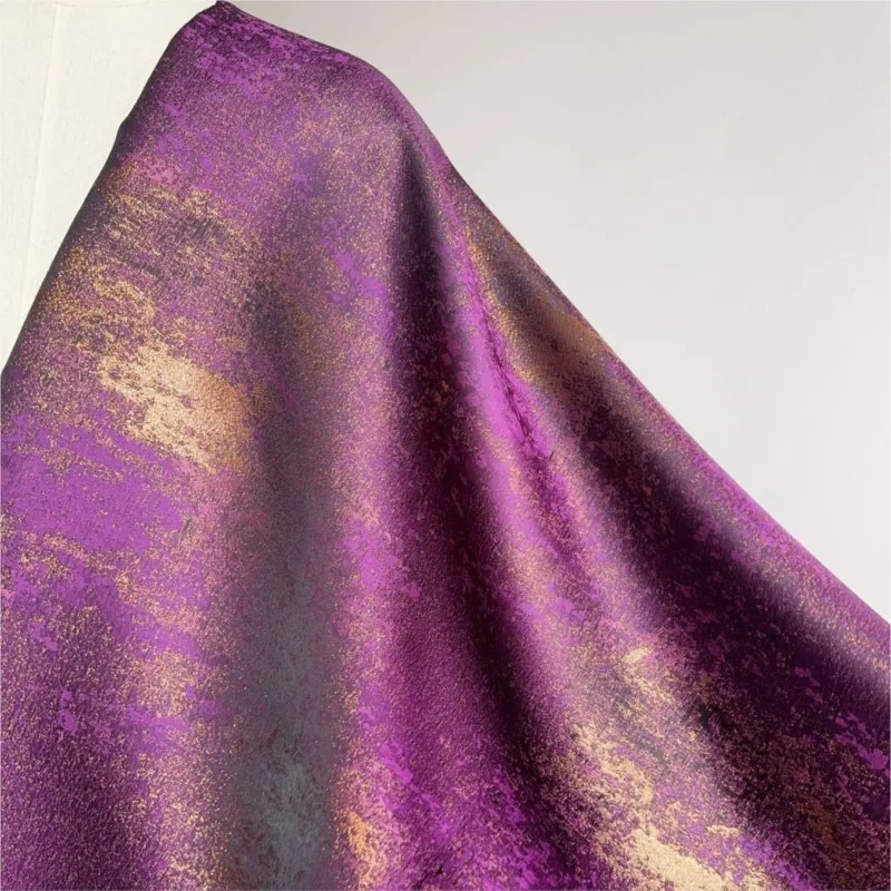 New Chinese-style waistcoat cheongsam throw pillow and tea setting decoration made of purple gold dyed ink jacquard fabric