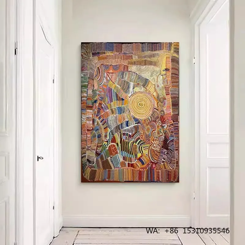 Mid Century Modern Abstract Rectangle Canvas Living Room Decorative Hanging Painting Aluminum Alloy Frame Customizable Inkjet