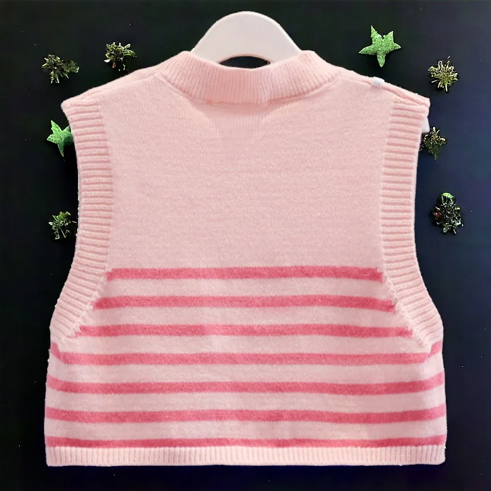 Teens Girls School Outfits Kids Pink Shirts for Girls Blouses & Knitted Vest 2pcs Cotton Children Costumes 5 7 9 11 12 13 Years