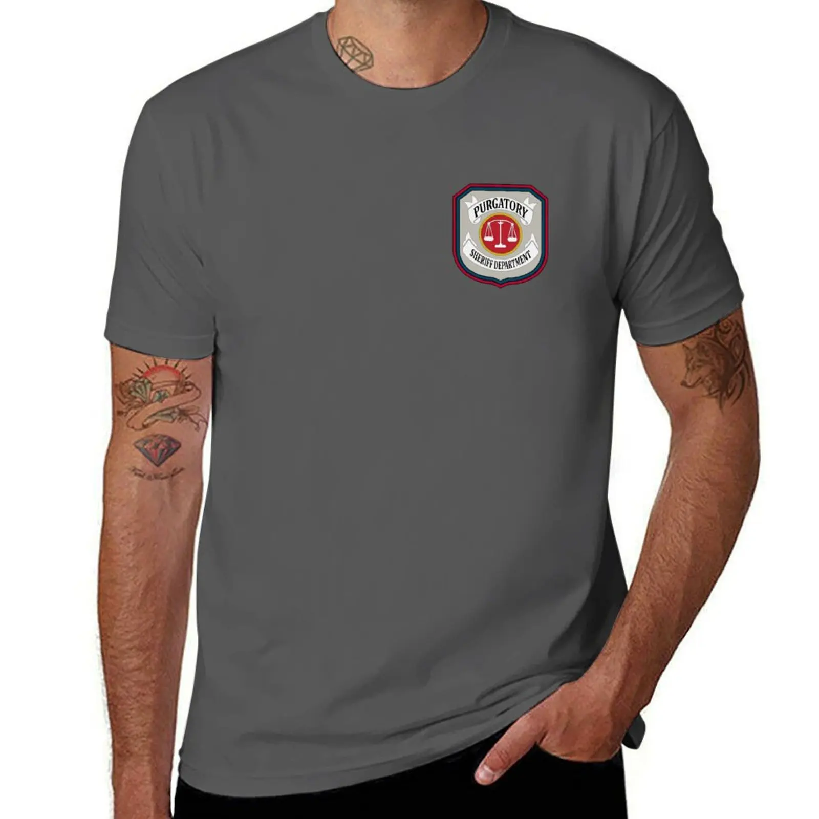 

Purgatory Sheriff department T-Shirt valentines boutique clothes affliction shirts luxury t-shirt big and tall t shirts for men