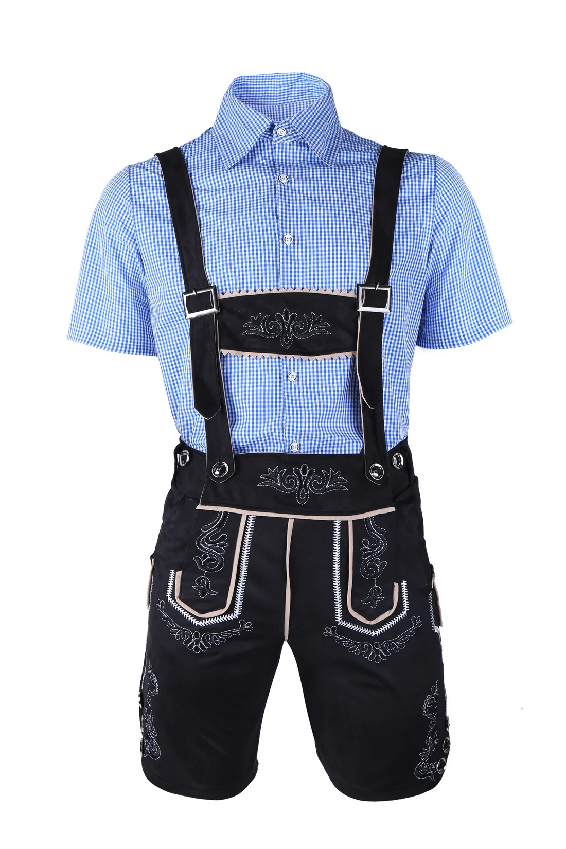 Allemagne Oktoberfest Beer Men Lederhanced Costume, Halloween Carnival Party, Deluxe Cosplay, Bretelles Shorts