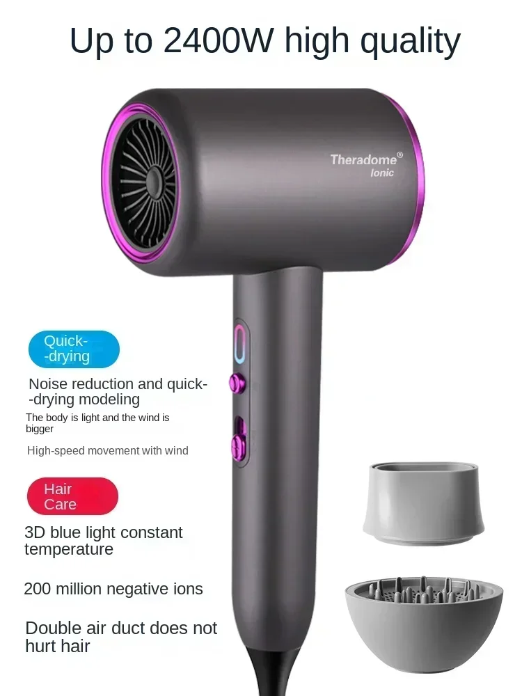 220V Turbo Ionic Hair Dryer for Home Salon with High-Power and Quick Drying Cold Hot Airflow Technology A