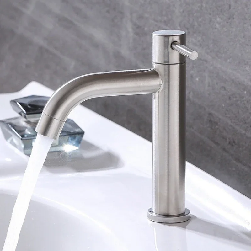 Single cold water faucet, bathroom balcony sink faucet, 304 stainless steel material