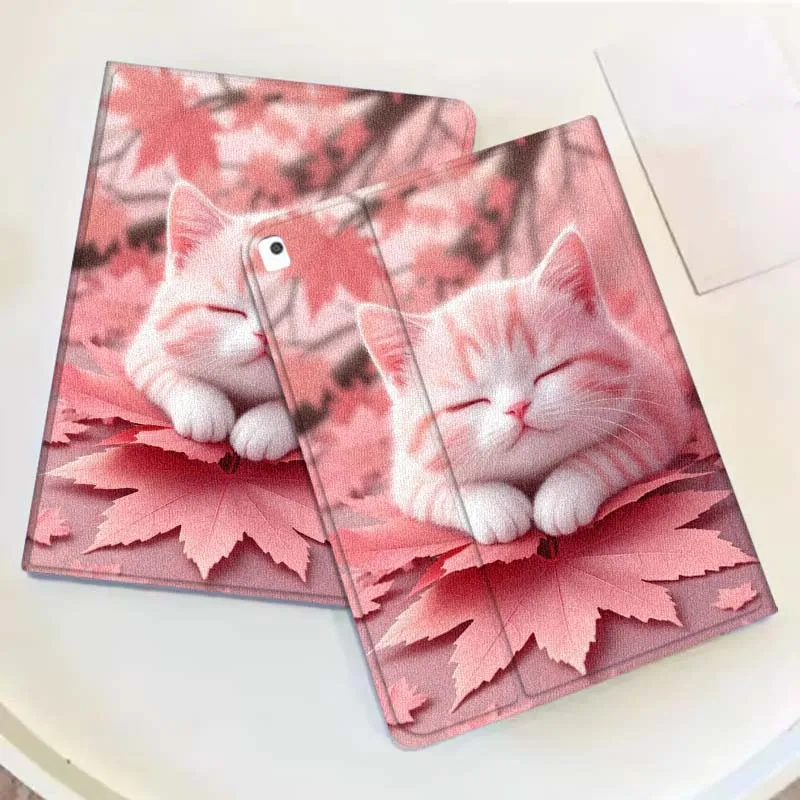 Cat Warm Light Pink Cover For iPad Pro Mini Air 1 2 3 4 5 6 7 10 11 th 8 9 gen 11 M4 M5 Foldable Tablet Case