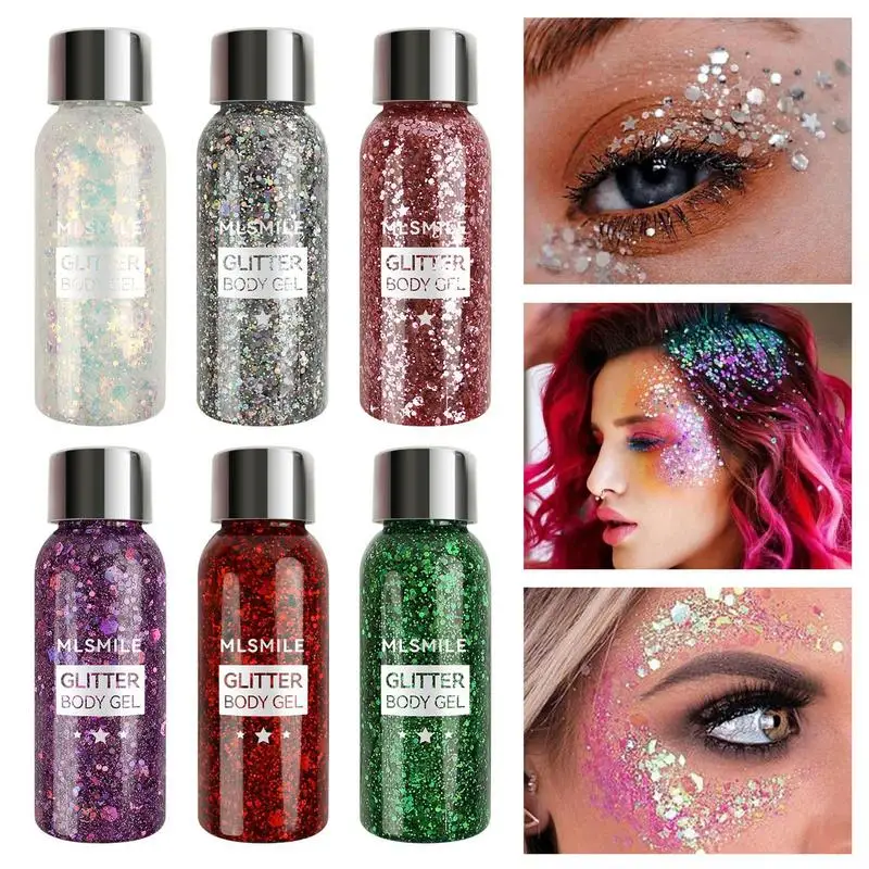 1szt Eye Glitter Nail Hair Body Face Gel Art Waterproof High Gloss Glitter Body Multifunctional Makeup Decoration Party Festival