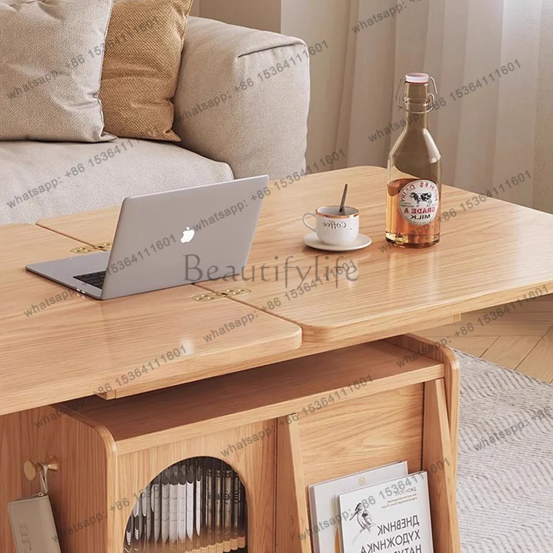 Nordic Rustic Coffee Tables Classic Premium Multifunction Lift Top Coffee Tables Wheeled Simple Mesa Centro Elevable Furniture