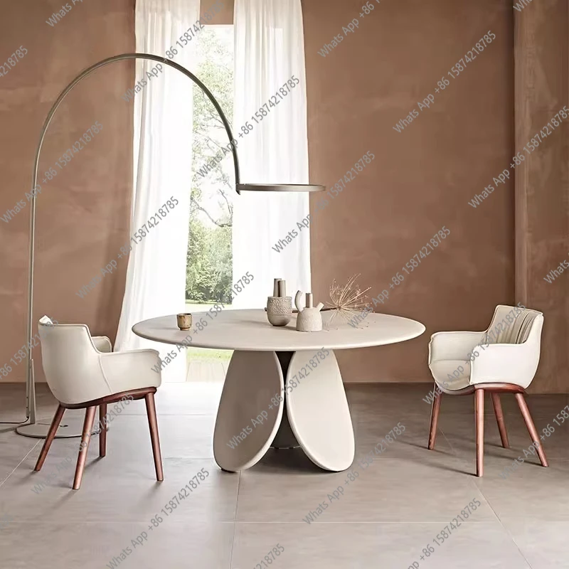 

Italian simple modern disc dining table household living room casual dining table hotel fiberglass negotiation table