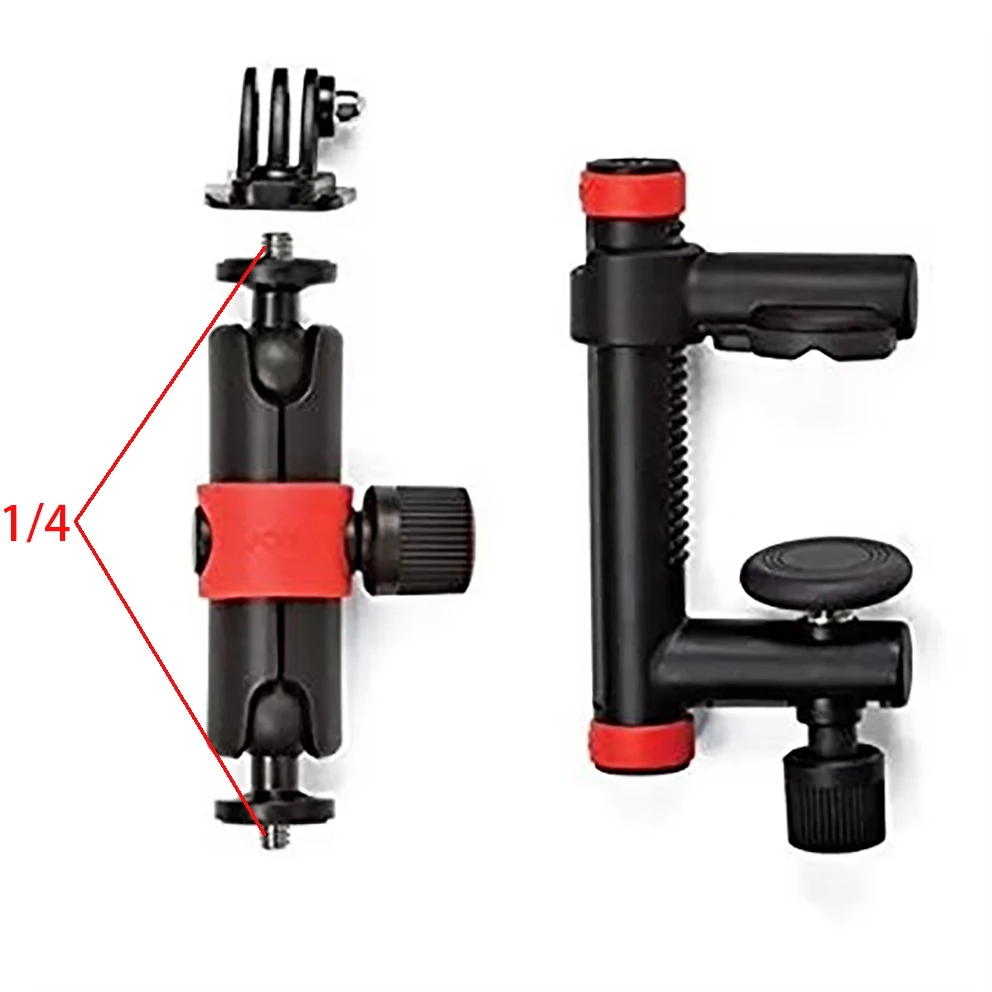 Action Clamp and Locking Arm for GoPro and Sports Action Video Cameras tripod, 1/4 screw gopro adapter unit