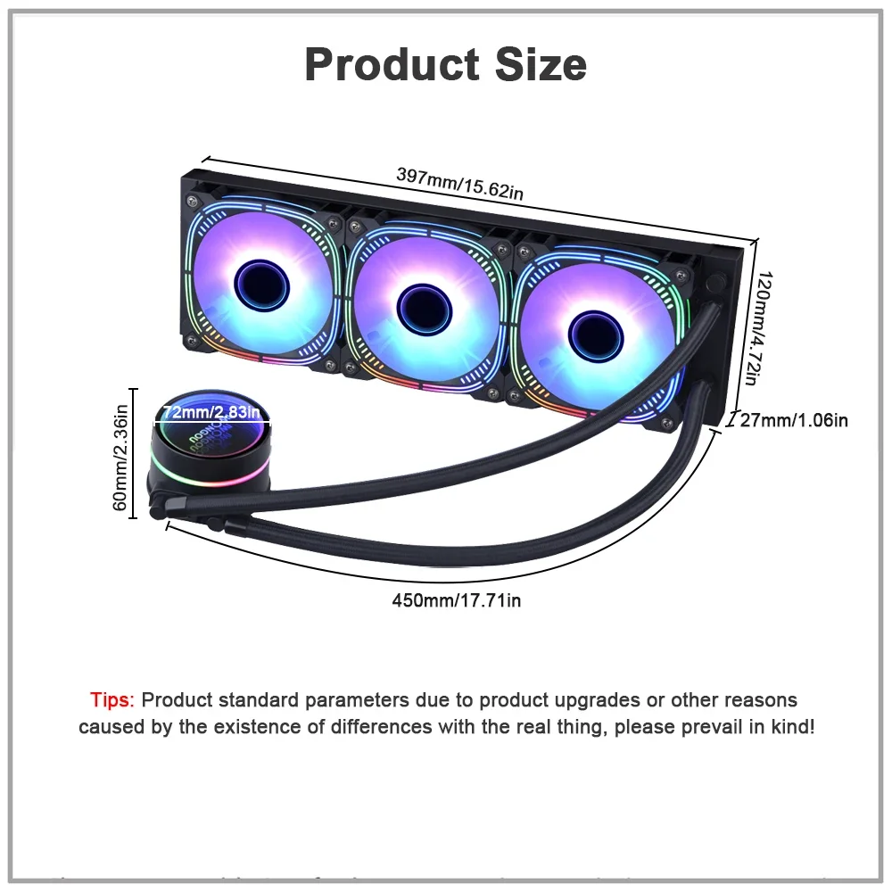 IWONGOU CPU 수냉 240, Argb AURA SYNC RGB 무소음 팬, Am4 인텔 LGA 2011, 1151, 1155, AM3 +, AMD CPU 쿨러