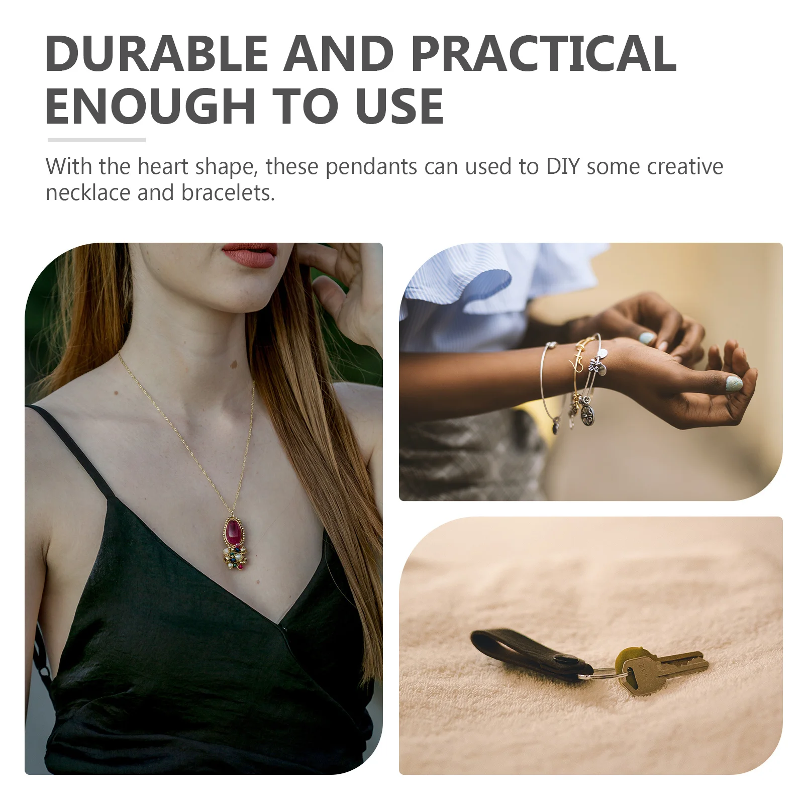 50Pcs Creative Heart Shape Electroplated Pendants DIY Jewelry Making Necklace Bracelet Accessories Professional Charms