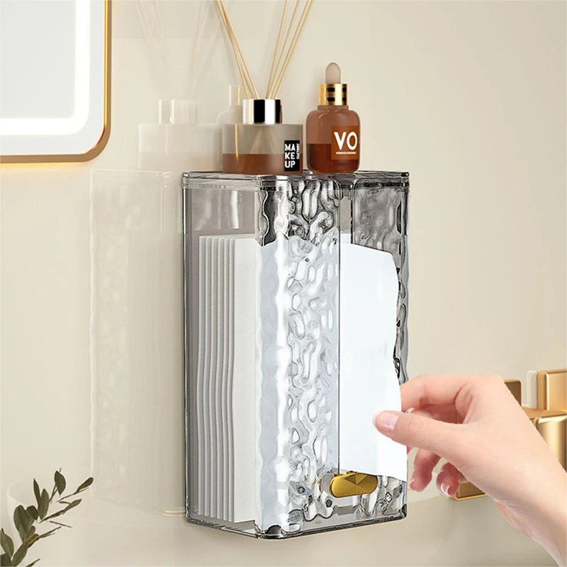 Luxury Tissue Box Wall-Mounted Acrylic Transparent Tissue Box Table Napkin Holder Bathroom Paper Box Tissue Paper Dispenser