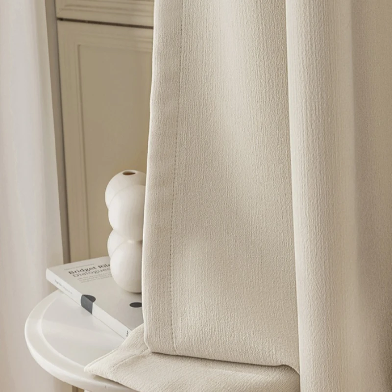 European Chenille Full Blackout Curtains Cream Color Luxury Sheer for Living Dining Room Bedroom Fabric Thick Modern Decor Door