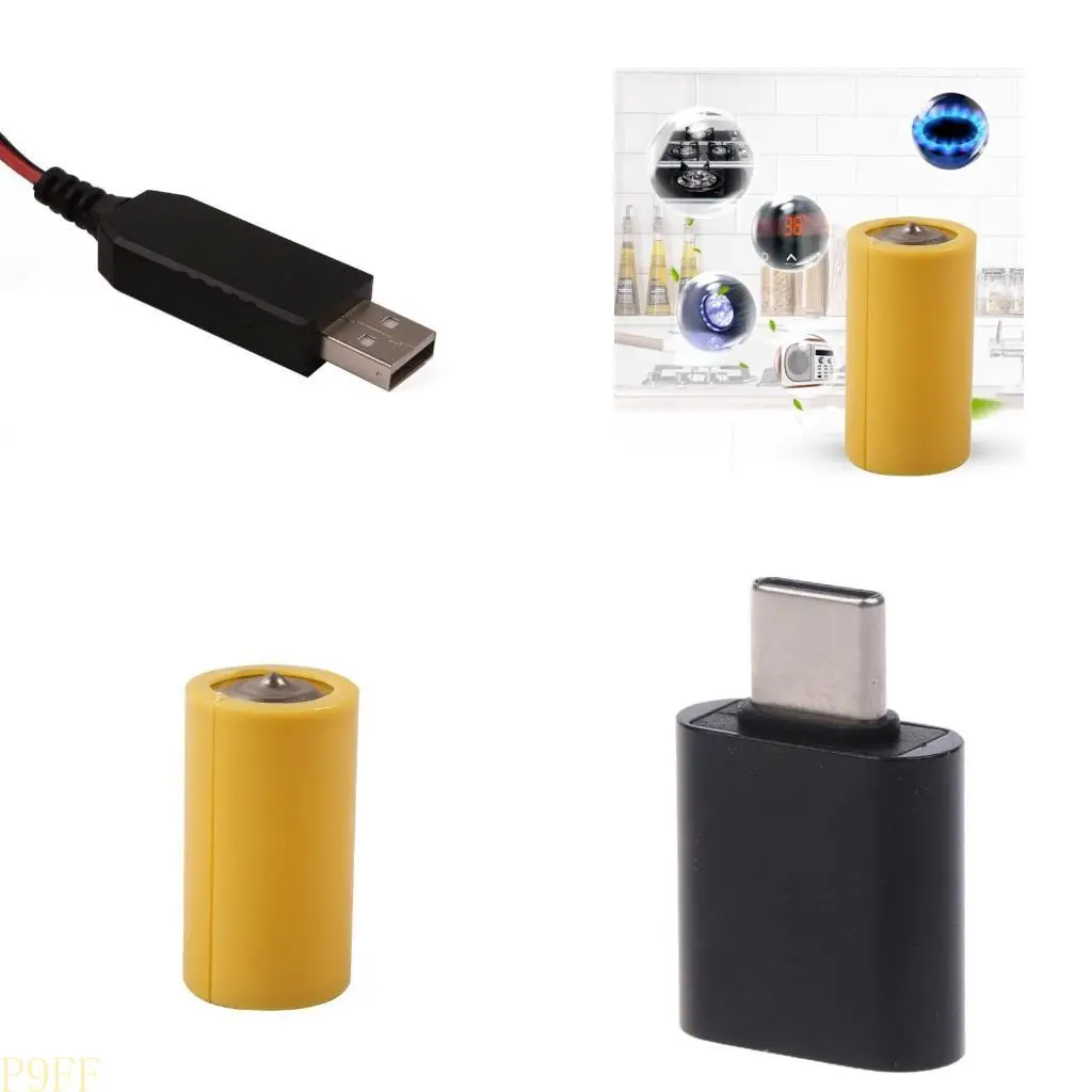 

CS1W 1 Set LR14 C Battery Eliminators Cable Power Supply Cord +USB C Adapter to Replace 3x 1.5V LR14 C Battery for Gas Stove