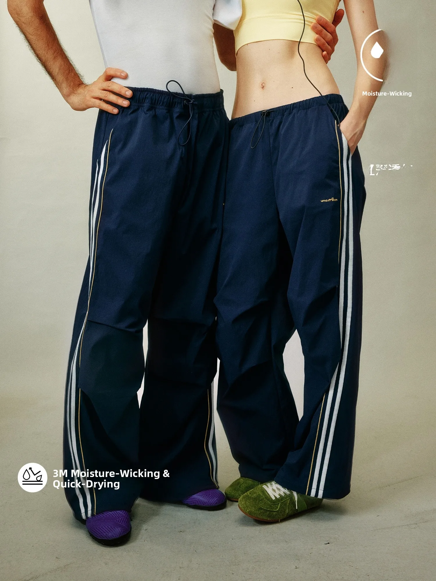 

UMISM Early Spring New American Stripe Dstring Qui Dry Fitn Sports Long Pants Casual Straight Leg Fitn Leisure