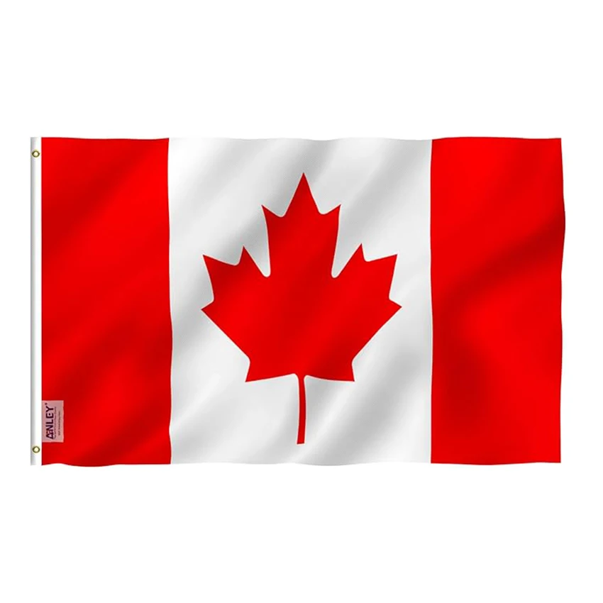 5x3 Ft Canada Flag Vivid Color and Fade proof Canvas Header and Double Stitched Canadian Flags Polyester with Brass Grommets