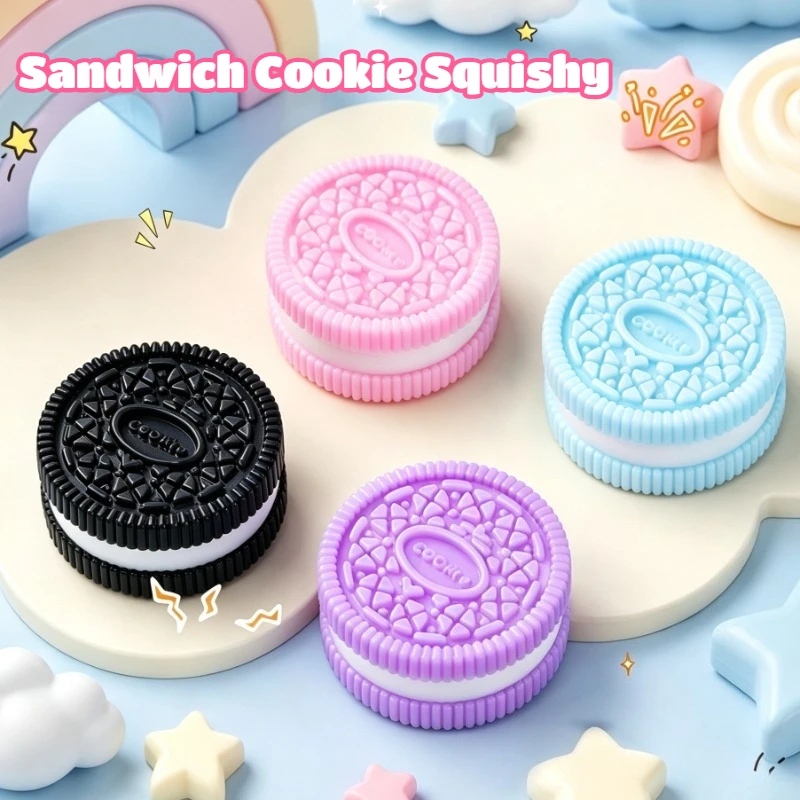 Biscuit Squishy Toy Soft Hand Feel Stress Relief Toy Fingertip Squeeze Toy Ultra Soft Decompression Venting Sandwich Squishy Toy