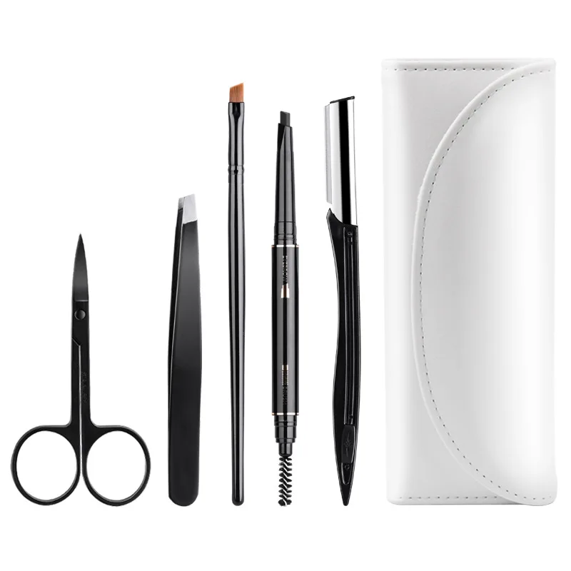 5/6pcs Eyelash Brush Eyebrow Cutters Eye Brow Trimmer Scissors Comb Face Shaver Hair Removal Razor Tweezers  Women Makeup set