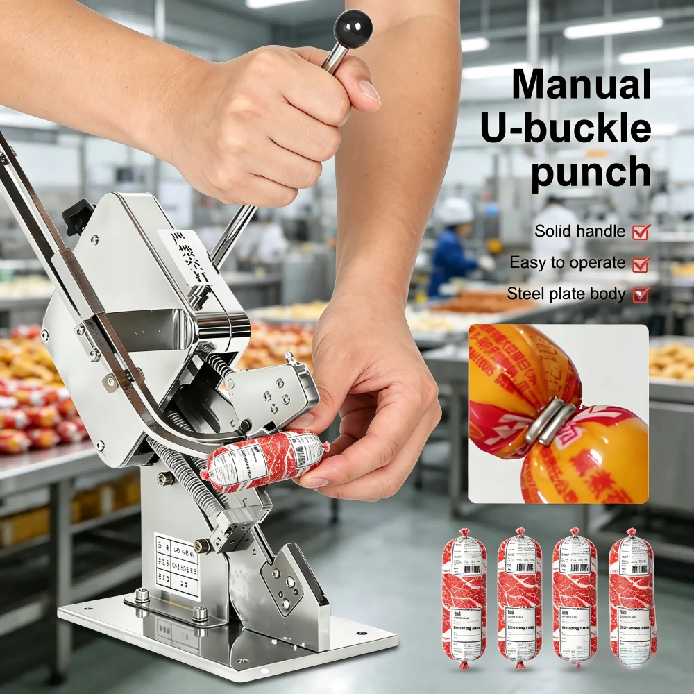 Manual U-Buckle Machine for Sausage & Mushroom Packaging, Supermarket U-Shaped Clipper Sealing Tool