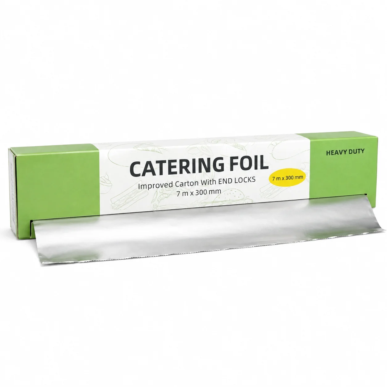 Heavy Duty Aluminum Foil Roll (7m X300mm) - Thick Kitchen Tin Foil Wrap for Food Storage, Cooking, Grilling & Leftovers with End Lock Dispenser Box