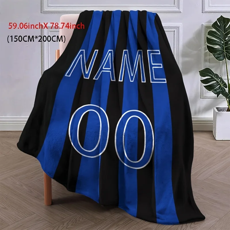 Personalized Custom Soccer Fan Flannel Blanket with Name & Number Cozy Print All-Season Comfort Ideal for Adults Youngsters