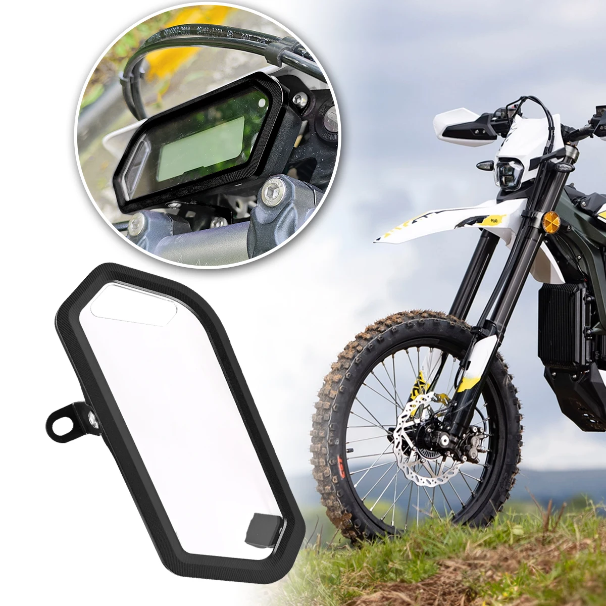 1x cubierta protectora de pantalla de tablero de motocicleta cubierta protectora negra modificación piezas exteriores herramientas para Surron Ultra Bee