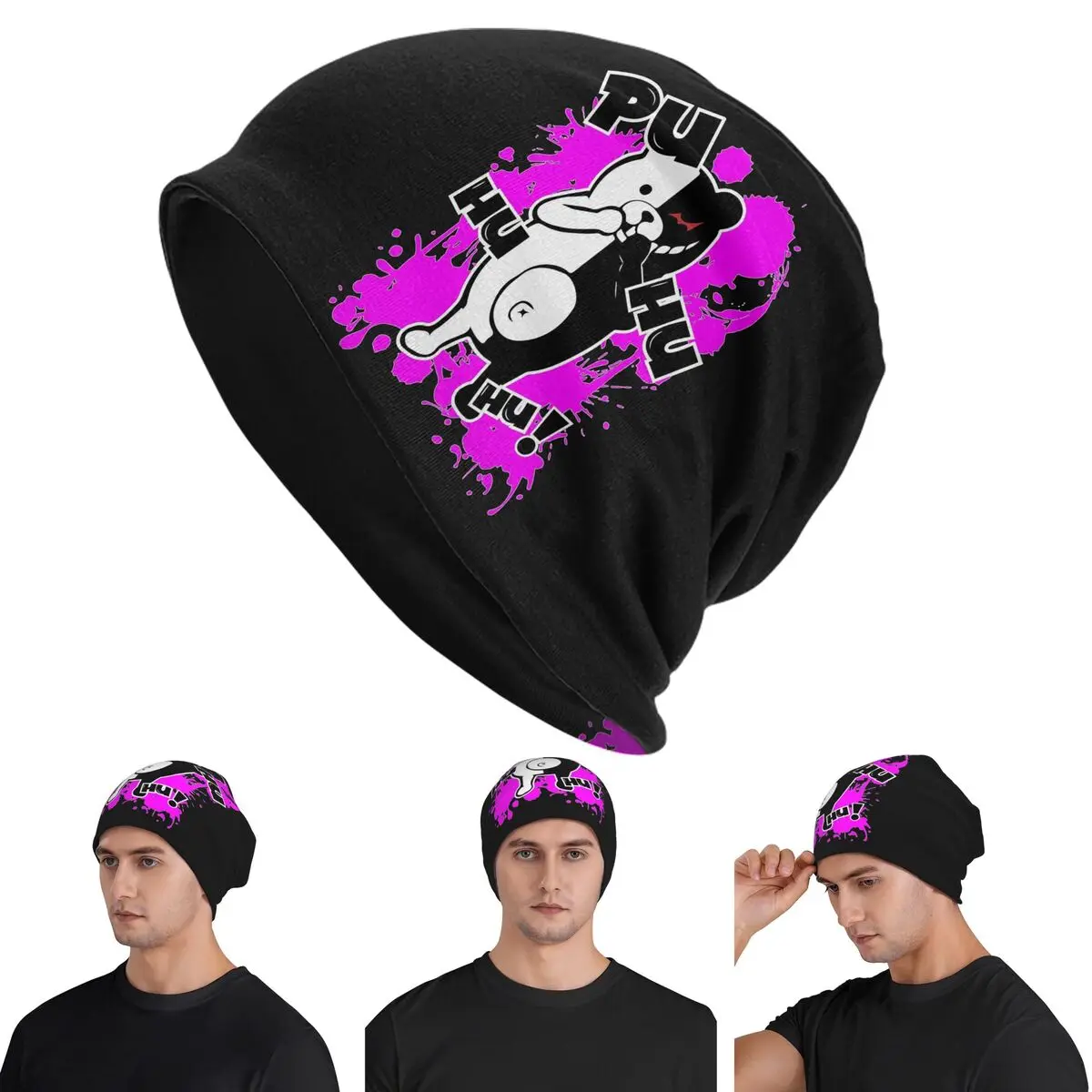 

Monokuma Danganronpa - Puhuhuhu Skullies Beanies Hats Warm Autumn Winter Outdoor Cap Knitted Bonnet Caps for Unisex Adult