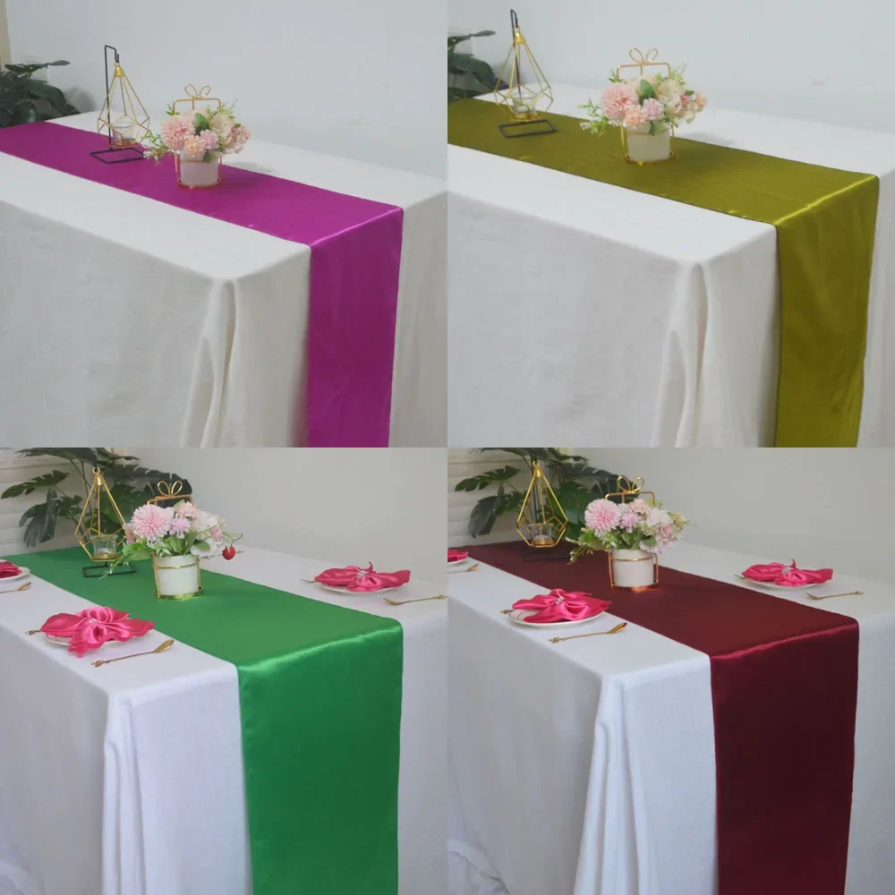 

12x71"/108" Satin Table Runner For Wedding Mariage Banquet Decoration Shiny and Elegant Cloth Christmas Restaurant Table Runners