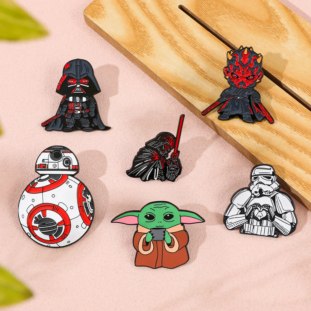 6pcs Star Wars Enamel Pins Set Retro Brooches Badges for Backpacks Jackets Hats Cool Collection Gift for Fans Cosplay Accessorie - view 4