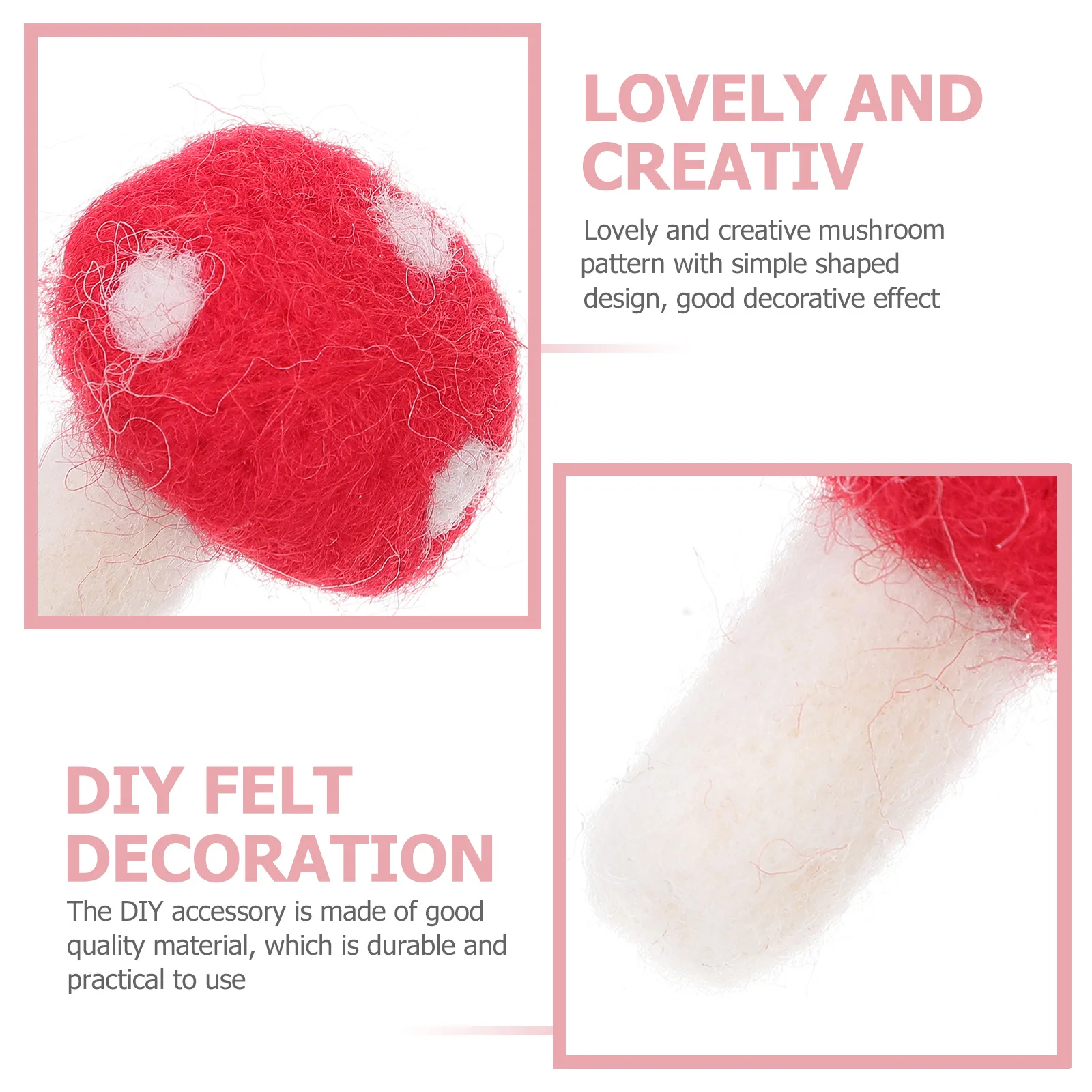 

12Pcs Felt Mushroom Decoration DIY Headdress Garland Craft Material for Wreath Headwear Felt Mushroom Ornament DIY Crafts