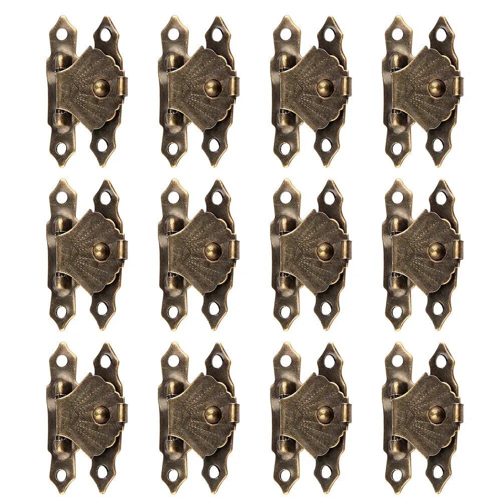 25Sets Vintage Shell Style Box Buckle Jewelry High Hardness Iron Retro Decorative Hook Lock for Gift Case Panel