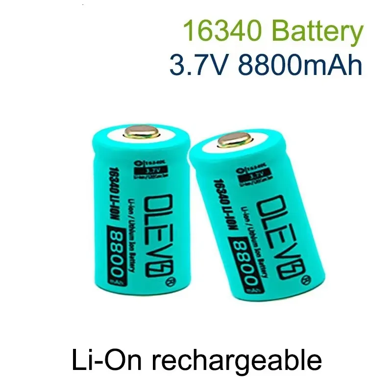 2024 New Li-ion 16340 Battery CR123A Rechargeable Batteriy 3.7V 8800mAh CR123 for Laser Pen LED Flashlight Cell Security Camara