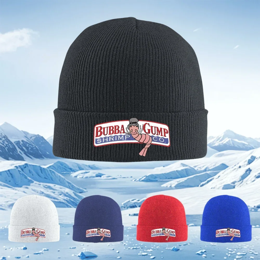 Bubba Gump Shrimp Company logo prawn Men Women Unisex Knitted Hat Beanie Pullover Cap Winter Thermal Warm Christmas Outdoor Cycl