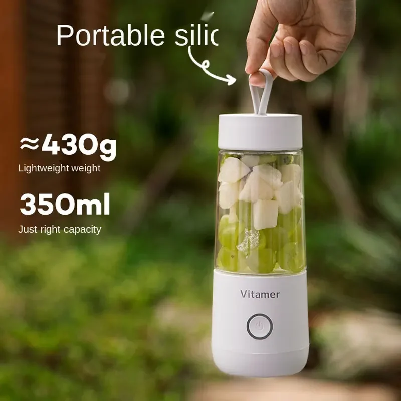 Exprimidor de frutas inalámbrico de 350ml, licuadora de batidos recargable por USB, Mini taza mezcladora de frutas, taza de jugo, mezclador de cocina